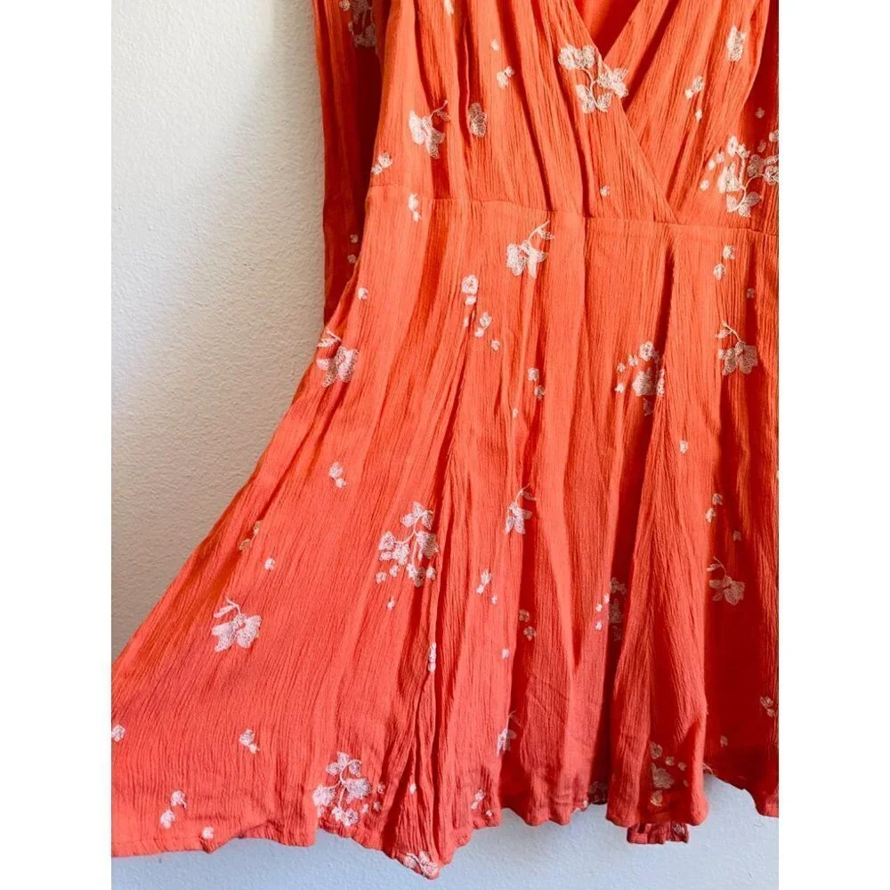 Free People Jasmine Embroidered Orange Dress